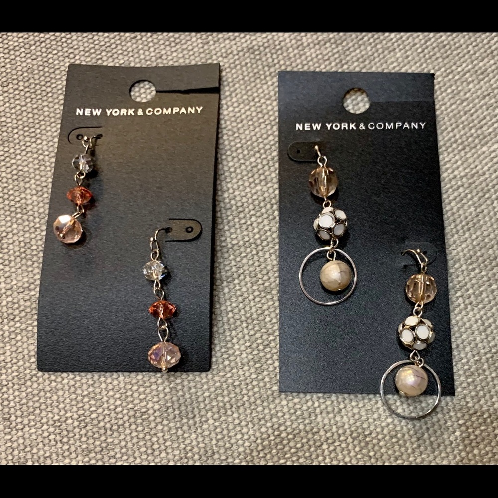 New York & Co Dangle Earring Lot Gem Crystal Pearl